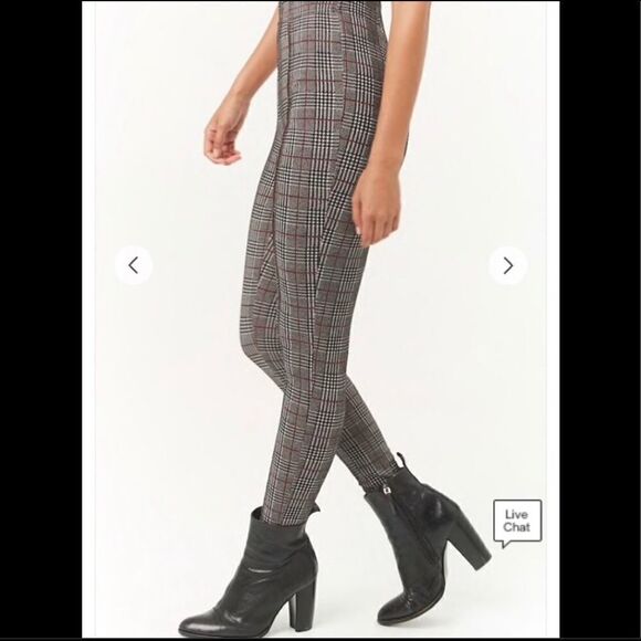 2/$20 Forever 21 F21 Thick Plaid Leggings - Picture 2 of 9